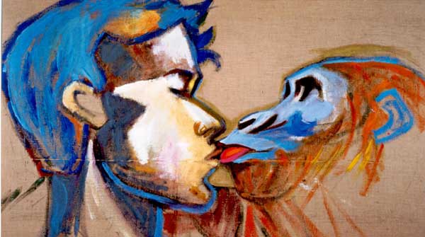 il contrario dell'indifferenza (l'immagine mostra il bacio tra un uomo ed una scimmia)